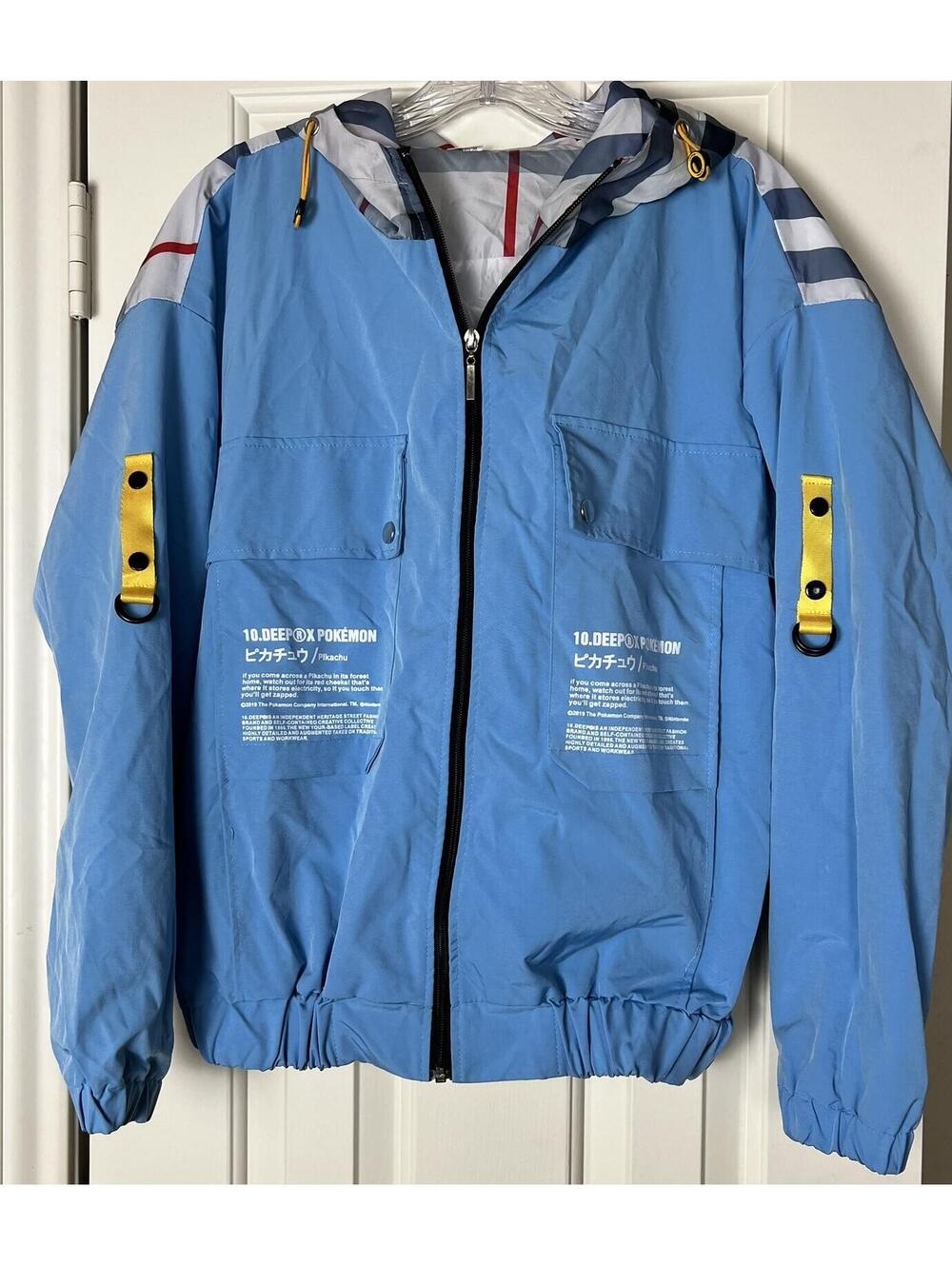 10.Deep x Pokemon Nintendo Mosshino Blue Hooded Lightweight Jacket Pikachu M